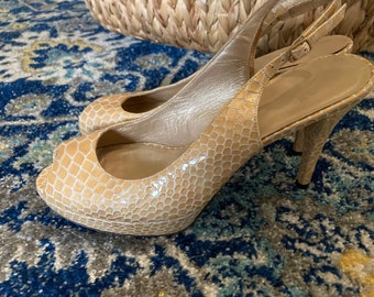 snakeskin slingbacks