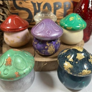 Custom Resin Mushroom Jar – 3.6” Hidden Storage Container – Colorful Trinket Box – Jewelry Holder – Personalized Gift – Cottagecore Decor