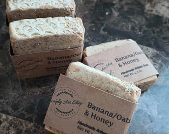 Banana Oats and Honey Soap Bars/Cold Process Soap/100% Vegan/Artisan Soap/Handcrafted Soap