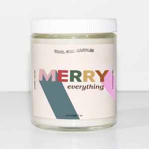 Merry Everything-kaars | Grappige kerstkaars | Vakantiecadeau | Kerstgeurkaars Grappig kerstcadeau Secret Santa Idee Witte olifant