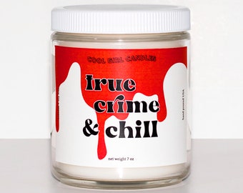 Vela True Crime & Chill: cera de soja y coco, duración de 40 horas