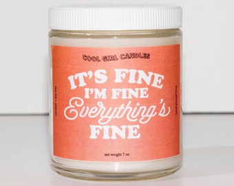 Vela "Todo está bien" / Vela de cuarentena, regalo divertido de broma / Regalo para compañeros de trabajo / Velas divertidas / Trabajo desde casa / Introvertido