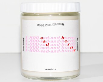 1-800-Sad-and-Horny Candle | Funny Valentines Gift for friend | Galentines Gift | Cute Candle | Funny Candles Valentines | Anti Valentines