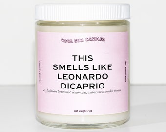 This Smells Like Leonardo DiCaprio Candle | Pop Culture Gifts | Funny Candles | Aesthetic Room Decor Cool Candles Leo DiCaprio Prayer Candle