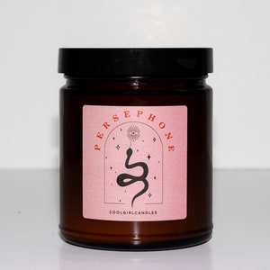 PERSEPHONE CANDLE | Fall Candles With Essential Oils | Witchy Aesthetic Candle | Dark Academia | Moody Candle Amber Glass Masculine Candle