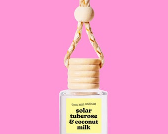 Solar Tuberose Coconut Milk 87 Hanging Scented Car Freshener Diffuser Trendy Gift | New Car Accessory Gift For Her | Cute Car Accessories