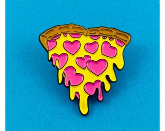 Broche en émail Pizza mon coeur