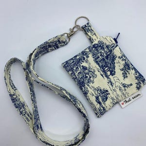 Petite pochette zippée avec cordon assorti | Portefeuille avec photo d'identité avec cordon | Petite pochette pour cartes avec cordon