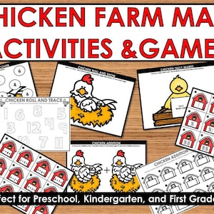 Chicken Farm Math Activities and Games, hands on activities, Worksheets, Learning Activities, Kindergarten, Preschool, homeschool, education