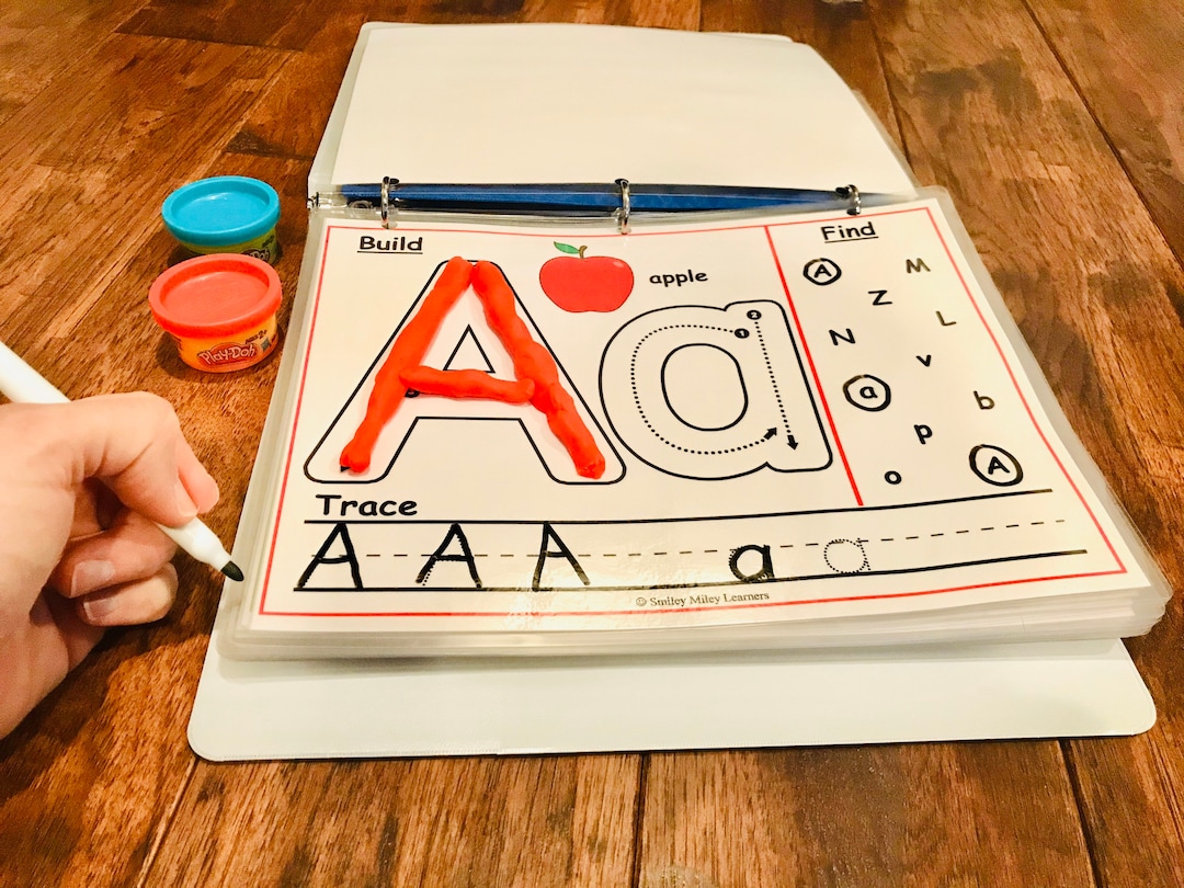 Alphabet Play Dough Tracing Mats, Letter Writing, Preschool Busy Binder