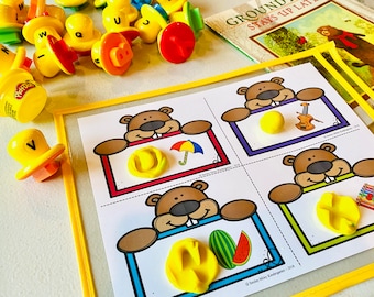 Alphabet Play Dough Mats, Tema del Día de la Marmota, Actividades de jardín de infantes preescolar para niños pequeños, actividad de aprendizaje en el hogar, imprimibles, Pre-K