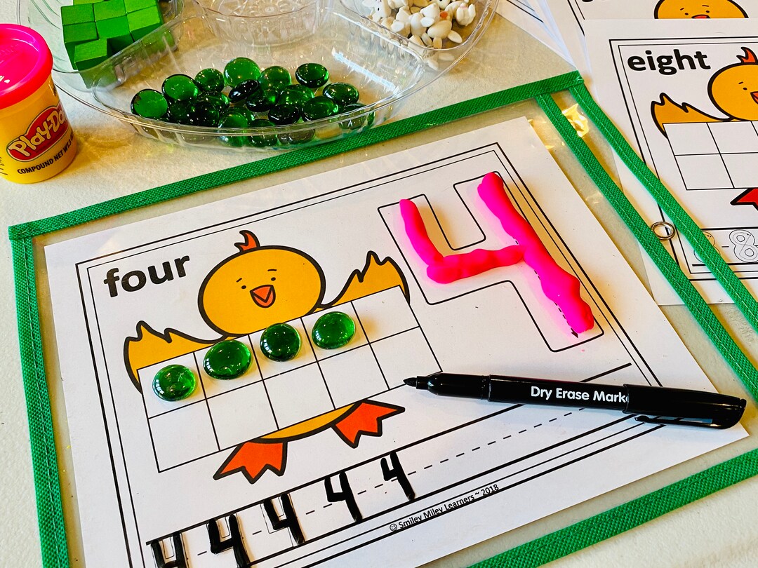 Counting and Numbers Play Dough Tracing Mats, Spring & Easter, Toddler