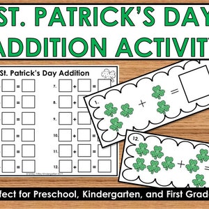 St. Patrick&#39;s Day Addition Activity Worksheet, Learning Activities, Kindergarten, Preschool, homeschool learning, education, adding, math