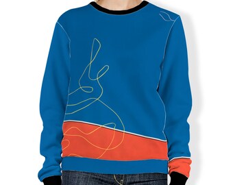 Blue Red Abstract Print All-Over Print Sweatshirts