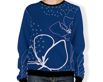 Poppy In Blue All-Over Print Sweatshirts