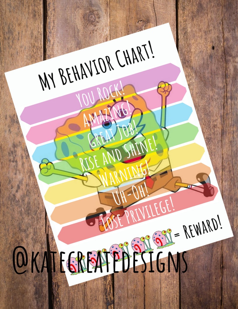 Spongebob Squarepants Behavior Chart Spongebob Clip Chart | Etsy