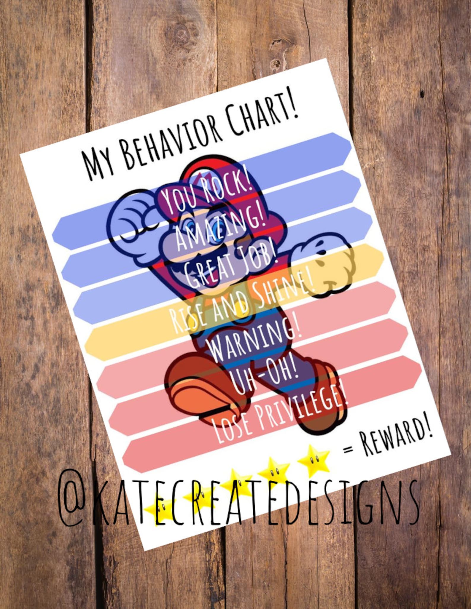 Super Mario Behavior Chart Super Mario Clip Chart Kids - Etsy