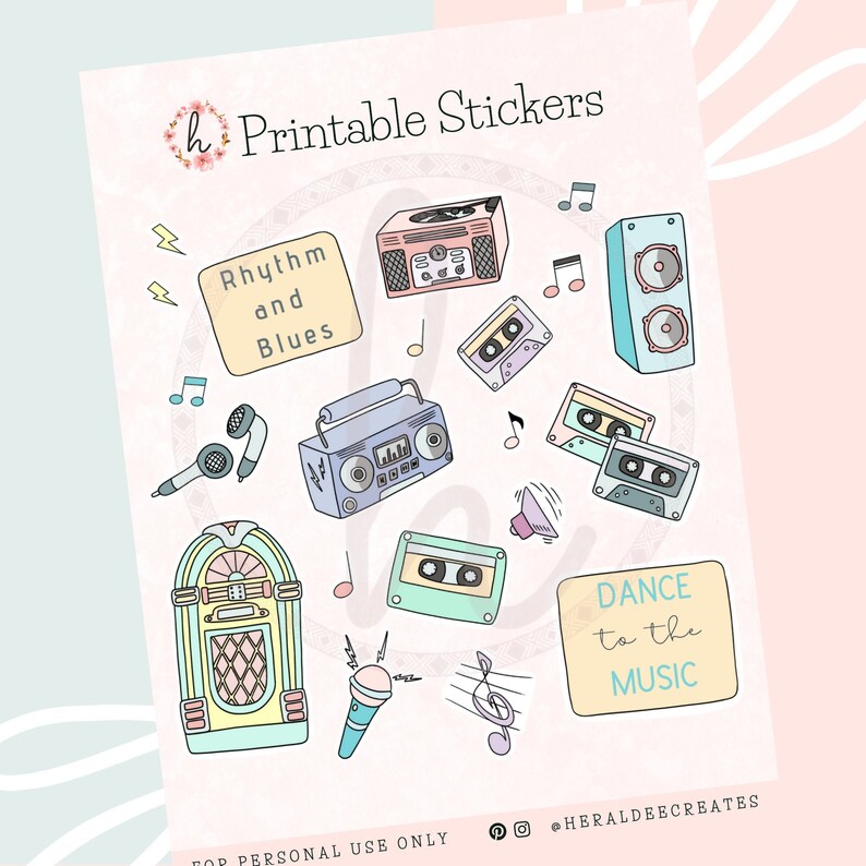 Printable Pastel Retro Stickers 90's Aesthetic Stickers | Etsy