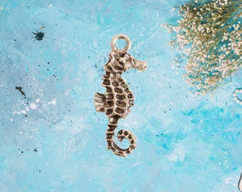 Seahorse Antique Silver Plated Charm