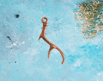 Antler Charm, Antique Copper, Nature,  for Jewelry, Nature, Necklace, Earrings, Bookmark, Keychain, Animal Zipper Pull, Journaling, charms