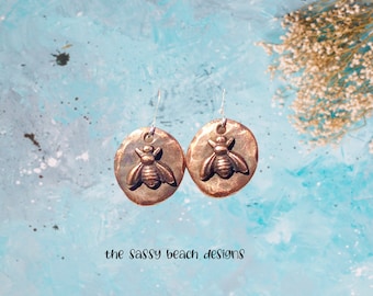 Bee Earrings, Copper dangles