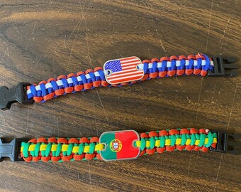 American Flag Bracelets, USA Flag Bracelets, Patriotic Bracelets for Men Women, Portugal bracelet, Portuguese flag