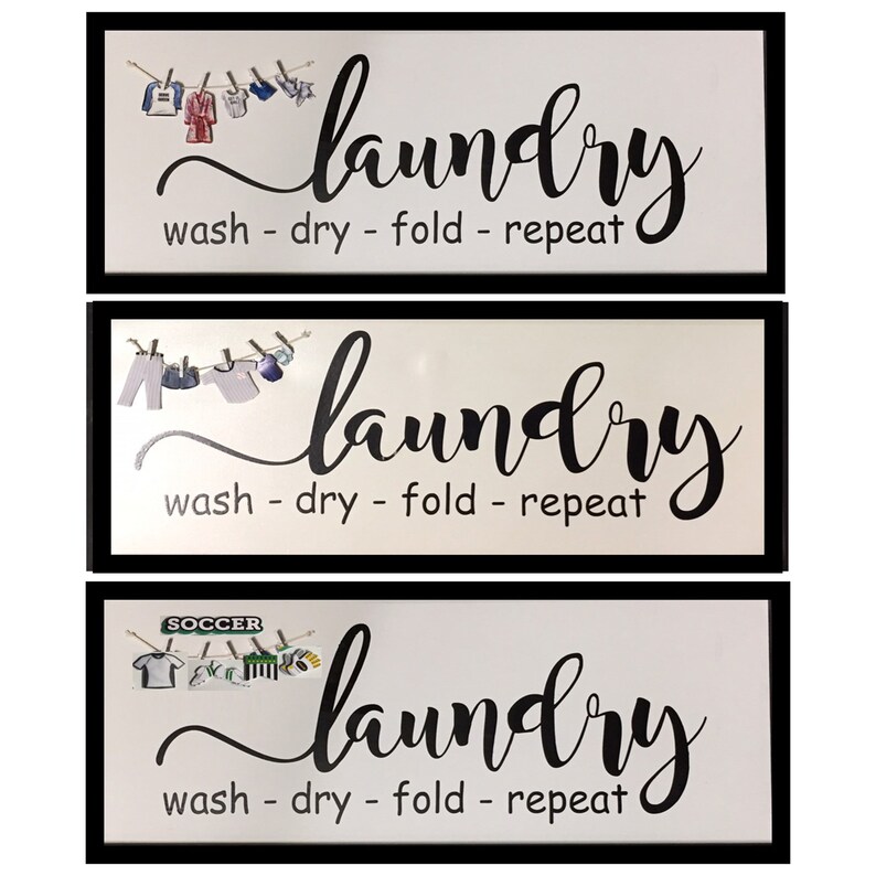 Laundry Room Sign Laundry Room D\u00e9cor Sign for Standard or Farmhouse style D\u00e9cor. Dry \u2013 Fold \u2013 Repeat\u201d Framed 12x24 Canvas Sign \u201cWash
