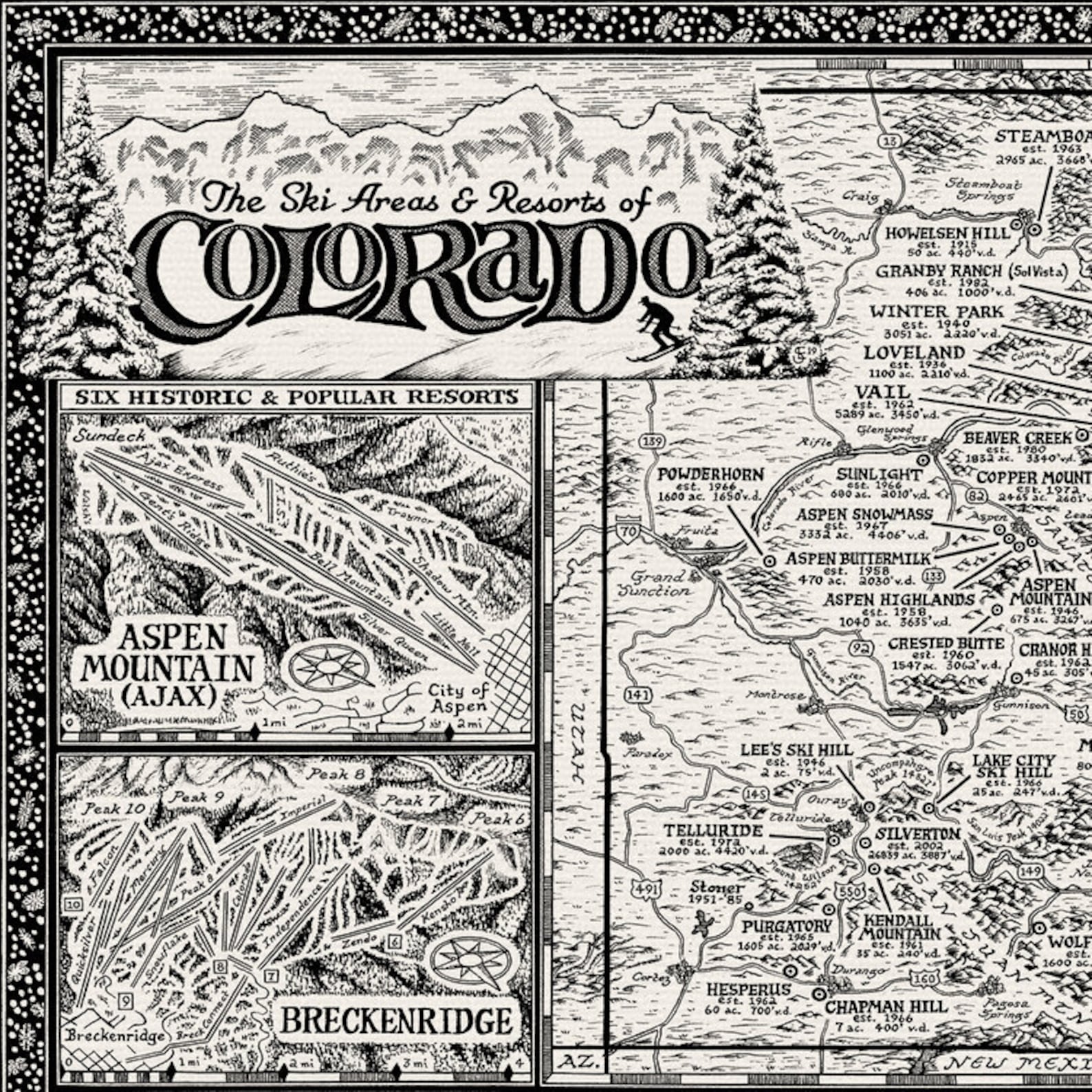 Ski Areas & Resorts of Colorado Map 2nd Edition - Off-white Mass Market