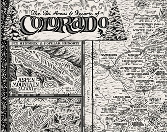 Ski Areas & Resorts of Colorado Map 2nd Edition - Off-White Mass Market Poster