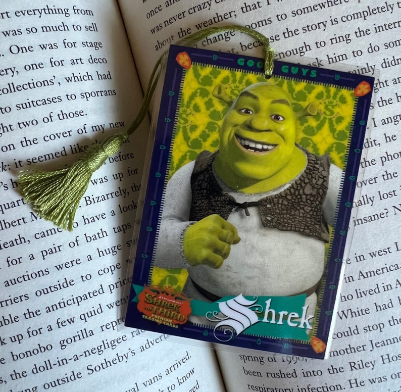 Shrek the Third Bookmarks Various Designs Shrek Donkey Fiona Puss in Boots Upcycled Trading Cards Millennial Gifts image 1