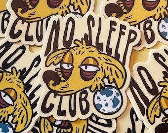 Yellow Dog No Sleep Club Vinyl Sticker
