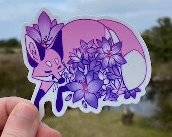 Pastel Fox Crocus Flower Vinyl Sticker