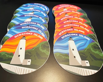 Ocracoke Lighthouse Skyline Vinyl Sticker