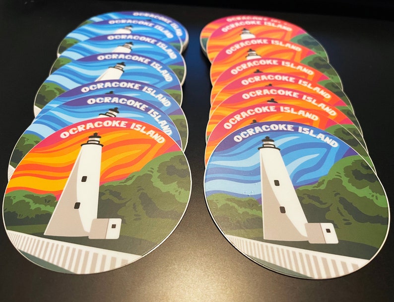 Ocracoke Lighthouse Skyline Vinyl Sticker image 1