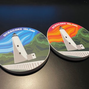 Ocracoke Lighthouse Skyline Vinyl Sticker image 2