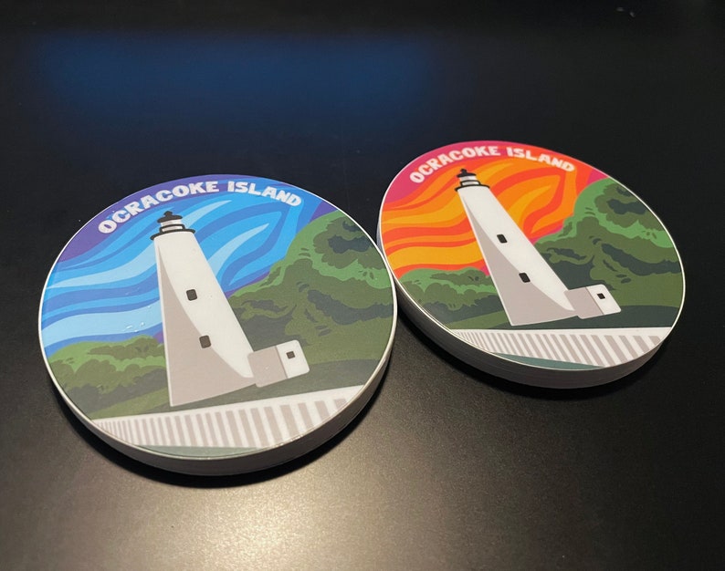 Ocracoke Lighthouse Skyline Vinyl Sticker image 2