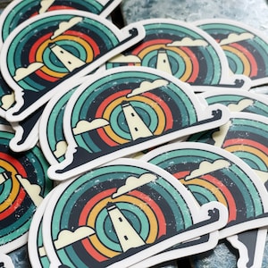Ocracoke Lighthouse Retro Vinyl Sticker