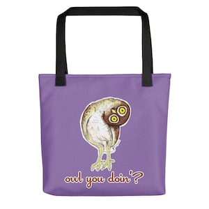 tote bag/ owl /funny owl tote bag/reusable grocery bag