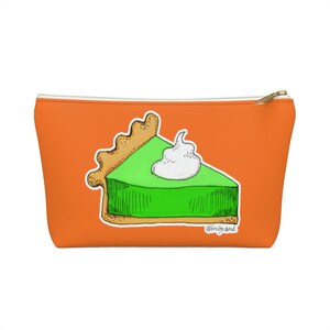 Key Lime Pie Make up Bag/ Small Accessory Pouch/ Orange cosmetic bag
