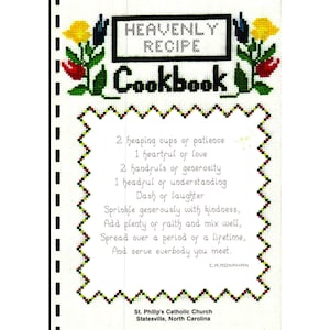 Heavenly Recipe Cookbook - Digital Download, Vintage Community Cookbook from St. Philip&#39;s Catholic Church 1983.