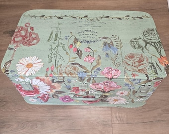 Hand Painted French Country Paperboard Decorative Suitcase