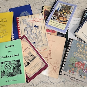 5 Vintage Community Church Cookbooks - Mystery Lot, Mystery Recipe Books