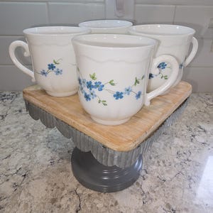 Vintage 4 Piece Arcopal France Veronica Myosotis Floral Tea/Coffee Cups