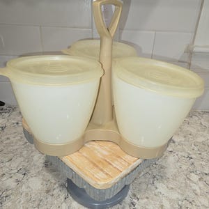 Vintage Tupperware Condiment Caddy, Picnic Condiment Carrier