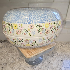 Temp-tations by Tara Floral Dutch Oven, Egg Shaped Casserole Dish, Easter Stoneware