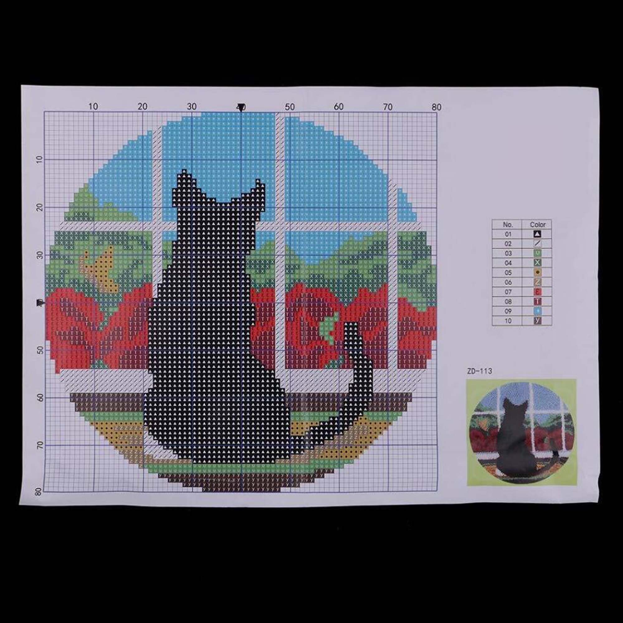 Black Cat Latch Hook Kits Pattern Printed DIY Rug Embroidery Etsy