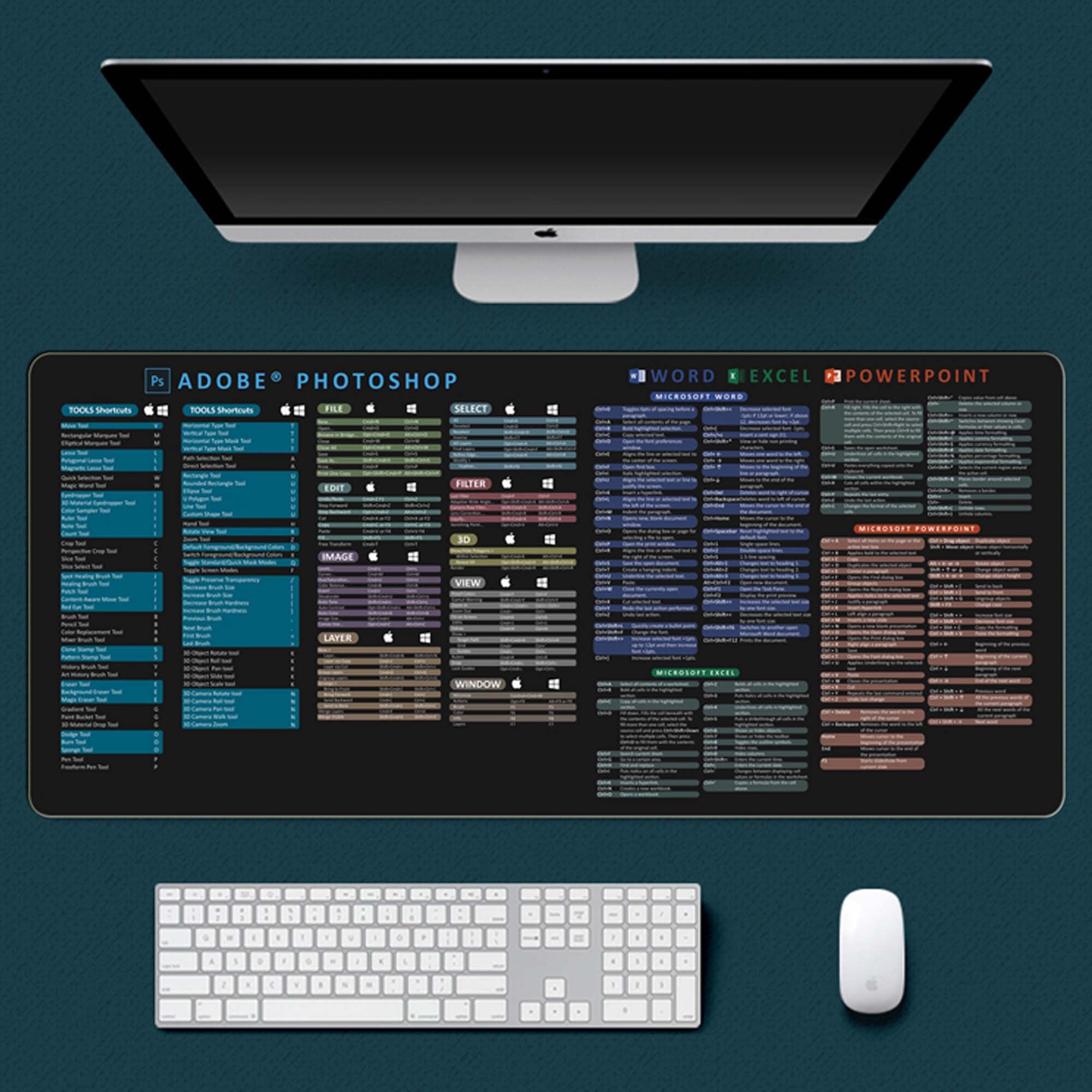 Oversized Thick Office Mouse Pad Word Excel PS English Etsy