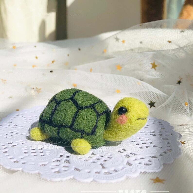 DIY Craft Turtle Needle Felting Kit Cute Animal Needle Etsy