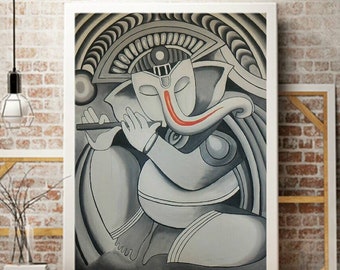 Ganesha abstract painting, Ganpati, Lord Ganesha, abstract traditional painting