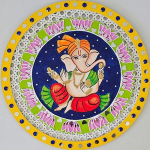 Ganesha Lippan Art, Ganapati, Modern contemporary art, wallart, Indian art, diwali gift, house warming gift.